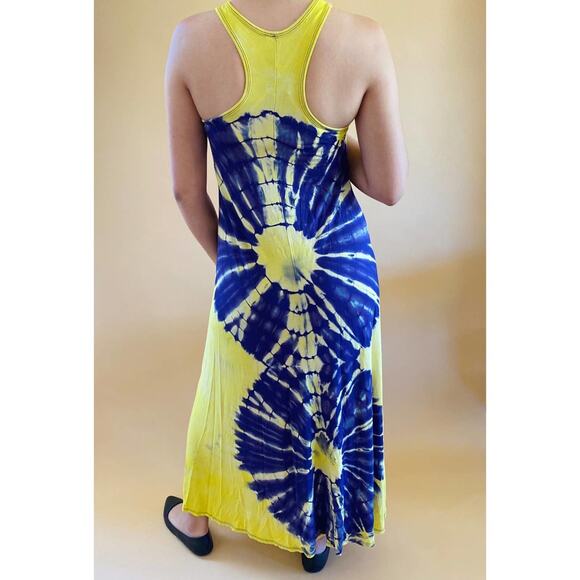 Hi Lo Maxi Dress Yellow Tie Dye L/XL - Picture 2 of 2